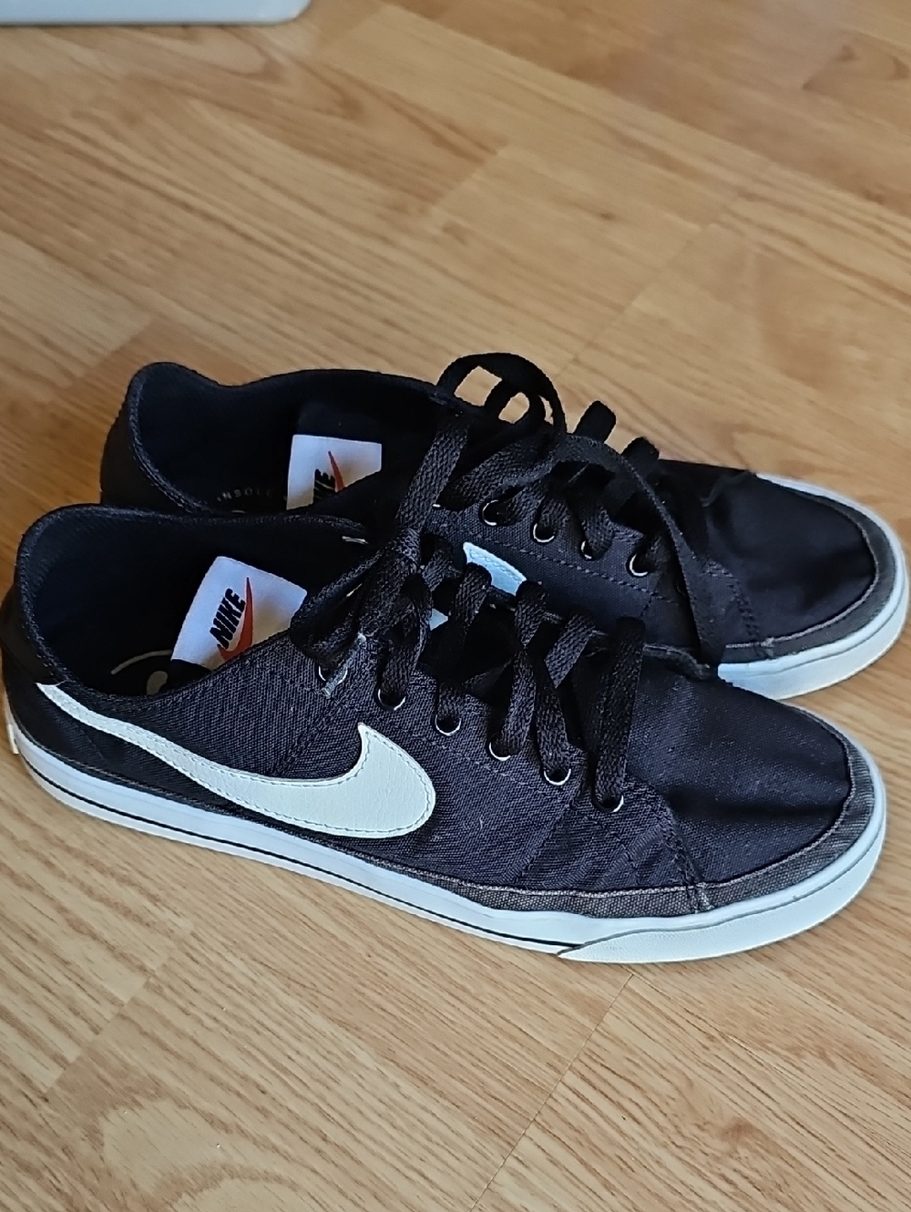 Nike Black Canvas Sneakers with White Swoosh